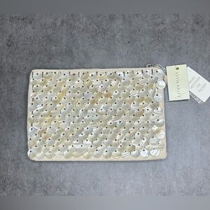 Antik Kraft Mother of Pearl Beaded Clutch –Ivory Shell‑Disc Evening Bag